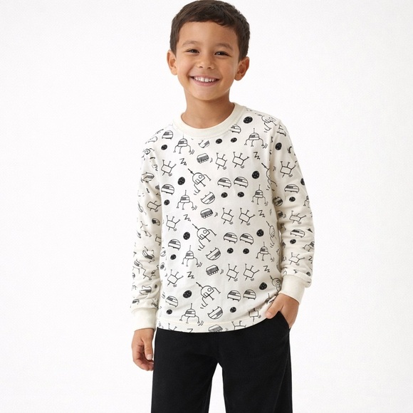 Hanna Andersson Other - Hanna Andersson Kids Long John Pajama Top – Robots Print – Size 130 (US 8), NWOT
